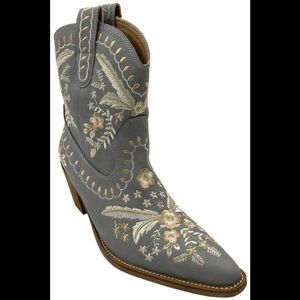 Miracle Miles Women's Corral Embroidered Short Boots Smoke Gray - Medium